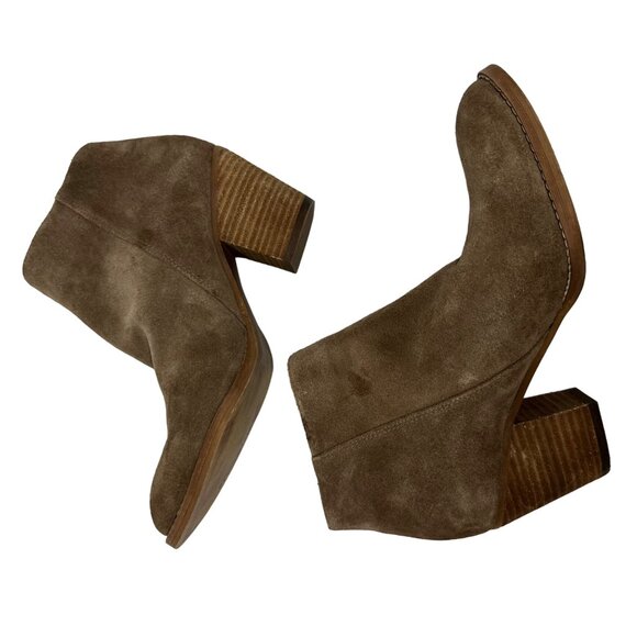 Sam Edelman Macon Bootie Size 7 Brown Suede Leather Side Zipper Ankle Boot - Picture 2 of 8